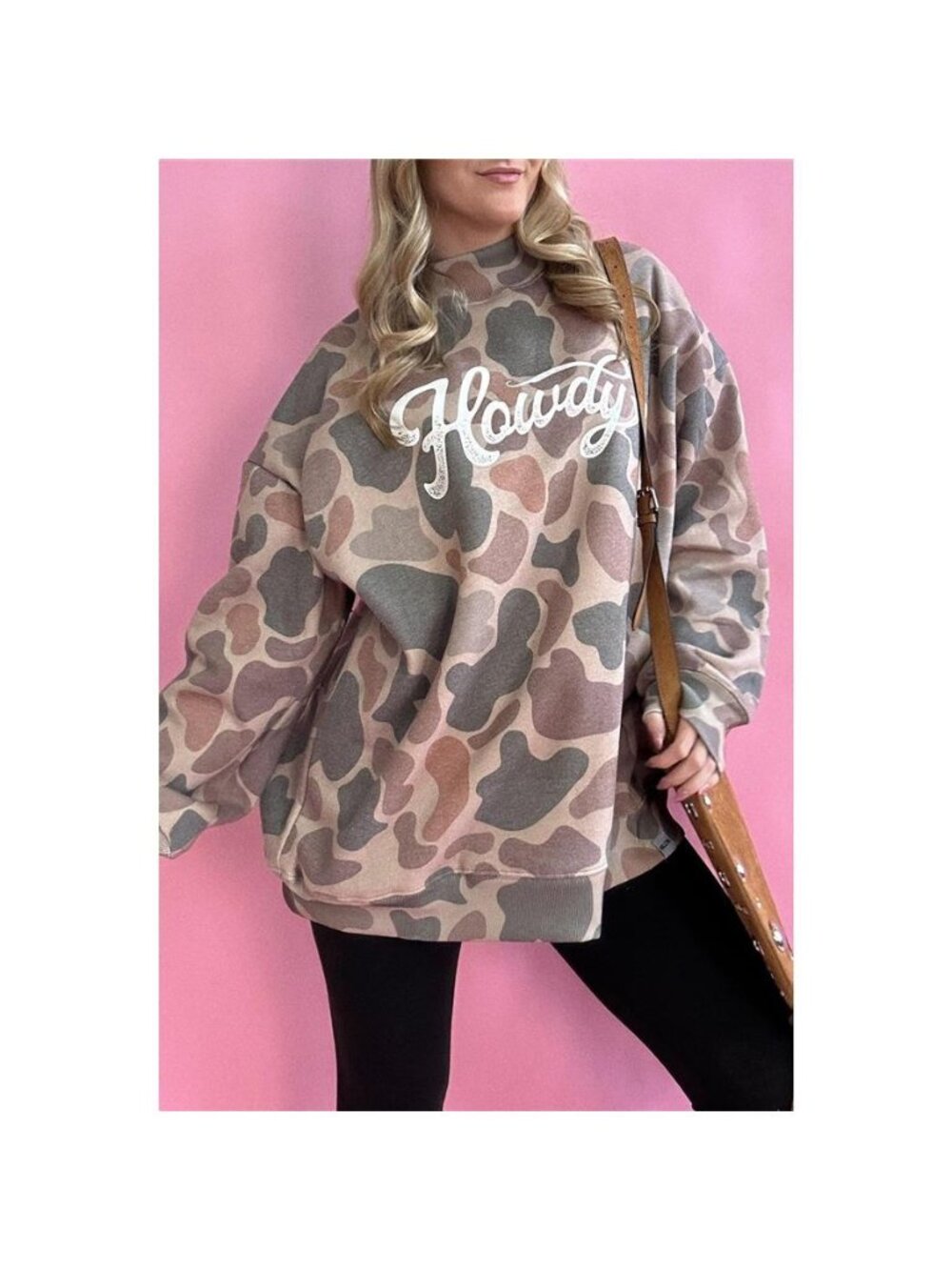 Plus Size Multicolour Camouflage Western Graphic Sweatshirt